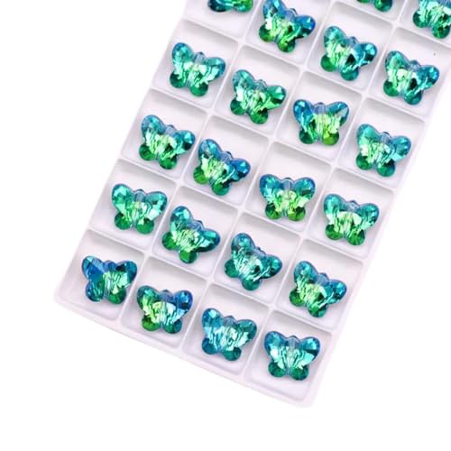 10/12/14 mm Schmetterlings-Anhänger, Perlen, Glas, Schmetterlings-Anhänger, süße bunte Edelsteine, Kristall-Strass für Ohrringe, Halsketten zum Selbermachen, 02 Gelbgrün, 14 mm, 12 Stück 10/12/14 mm Schmetterlings-Anhänger, Perlen, Glas, Schmetterlings-Anhänger, süße bunte Edelsteine, Kristall-Strass für Ohrringe, Halsketten zum Selbermachen, 02 Gelbgrün, 14 mm, 12 Stück von BGPFJK