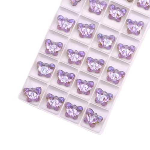 10/12/14 mm Schmetterlings-Anhänger, Perlen, Glas, Schmetterlings-Anhänger, süße bunte Edelsteine, Kristall-Strasssteine für Ohrringe, Halsketten zum Selbermachen, 08 Phantom Purple-10 mm, 20 Stück 10/12/14 mm Schmetterlings-Anhänger, Perlen, Glas, Schmetterlings-Anhänger, süße bunte Edelsteine, Kristall-Strasssteine für Ohrringe, Halsketten zum Selbermachen, 08 Phantom Purple-10 mm, 20 Stück von BGPFJK