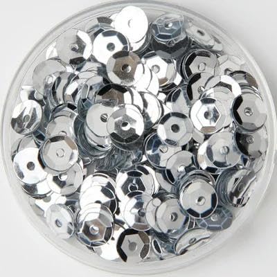 10 g/Los, verschiedene Größen, 4 mm/5 mm/6 mm/8 mm, Pailletten, runde Cup-Pailletten, zum Nähen, Basteln, Silber, 5 mm, 10 g, 1200 Stück von BGPFJK