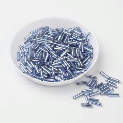 10 g/Packung, 6 mm, Silberkern, tschechische Glasperlen in Tube, blau von BGPFJK