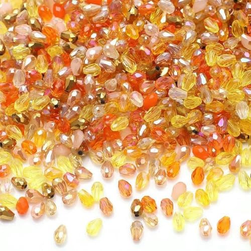 100 Stück/Los 4 x 6 mm AB Mischfarbe Kristall Tropfen Facettierte birnenförmige Glasperlen Lose Basteln-Orange von BGPFJK