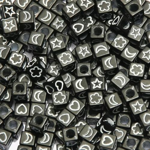 100 Stück/Los 6 mm quadratische Acrylperlen, gemischte digitale Alphabet-Buchstabenperlen, lose Abstandsperlen für die Herstellung von DIY-Armbändern und Charms, Schmuckherstellung-30-100 Stück von BGPFJK