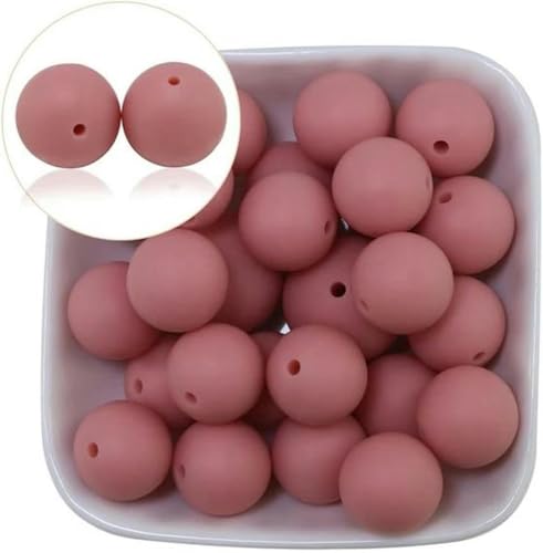 100 Stück runde Silikonperlen 10 mm 12 mm 15 mm 20 mm DIY lose Kugelperlen zur Stiftherstellung-Rouge-Pink-20 mm von BGPFJK