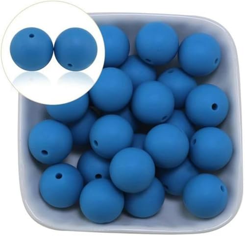 100 Stück runde Silikonperlen 10 mm 12 mm 15 mm 20 mm DIY lose Kugelperlen zur Stiftherstellung-Sternenblau-20 mm von BGPFJK