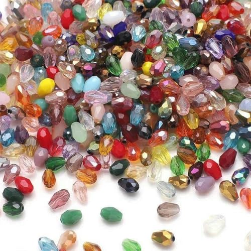 100 teile/los 4x6mm AB Mischfarbe Kristall Tropfen Facettierte Birnenförmige Glasperlen Lose Handwerk-MULTI von BGPFJK