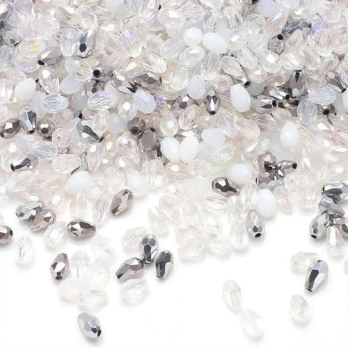 100 teile/los 4x6mm AB Mischfarbe Kristall Tropfen Facettierte Birnenförmige Glasperlen Lose Handwerk-WEISS von BGPFJK