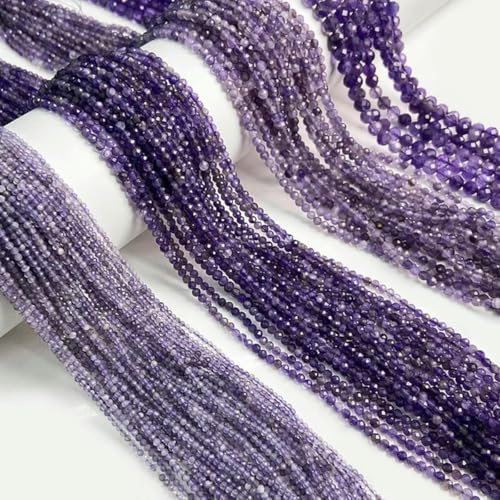 2/3/4/6 mm rosa Kristallperlen, facettiert, rund, Rosenquarz, lose Perlen zur Schmuckherstellung, DIY-Armband, 15 Zoll – Erdbeerquarz – 6 mm – Amethyst – 3 mm von BGPFJK