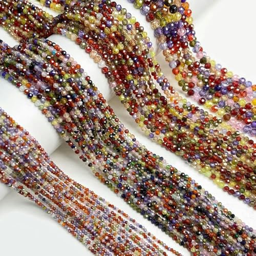 2/3/4/6 mm rosa Kristallperlen, facettiert, rund, Rosenquarz, lose Perlen zur Schmuckherstellung, DIY-Armband, 15 Zoll – Erdbeerquarz – 6 mm – bunter Zirkon – 2 mm von BGPFJK