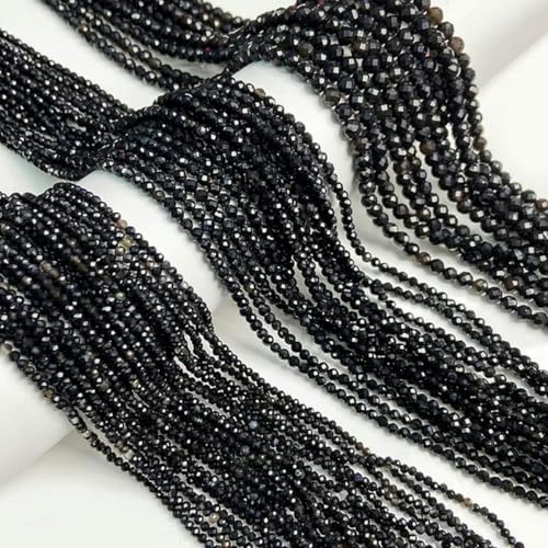 2/3/4/6 mm rosa Kristallperlen, facettiert, rund, Rosenquarz, lose Perlen zur Schmuckherstellung, DIY-Armband, 15 Zoll – Erdbeerquarz – 6 mm – schwarze Achate – 3 mm von BGPFJK