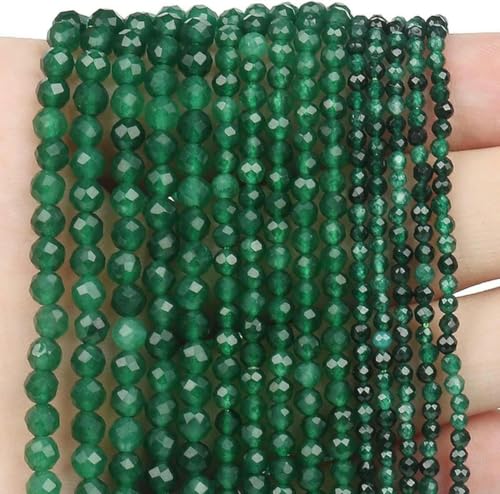 2 3 4 mm grüner facettierter Edelstein Aventurin Glimmerachat runde Perlen Mineralperlen zur Schmuckherstellung DIY Armbandzubehör-Grüne Jade-3 mm (ca. 110 Stück) von BGPFJK