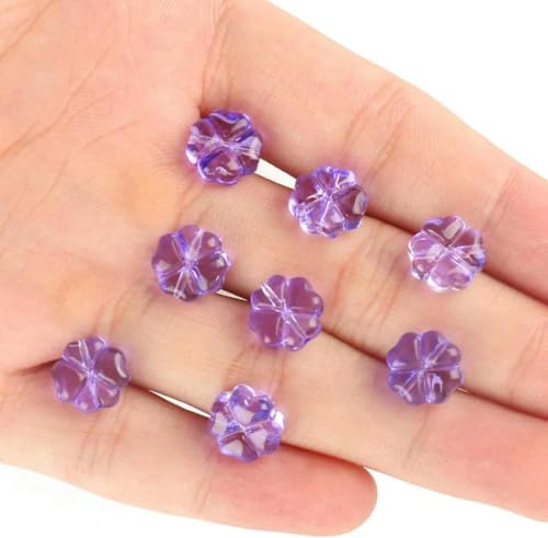 20 Stück/Los 10 x 10 mm Lampwork-Kristallblumen-Abstandshalterperlen, flache, runde, lose Perlen für DIY-Schmuckherstellung, Zubehör, Zubehör-lila-20 Stück 10 x 10 mm von BGPFJK