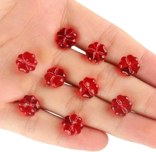 20 Stück/Los 10 x 10 mm Lampwork-Kristallblumen-Abstandshalterperlen, flache, runde, lose Perlen für DIY-Schmuckherstellung, Zubehör, Zubehör-rot-20 Stück 10 x 10 mm von BGPFJK