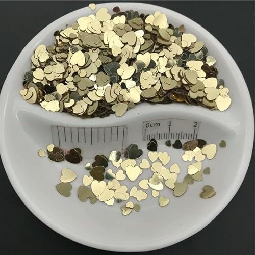 3 mm, 4 mm, 6 mm, Mix Herzen, lose Pailletten, Glitzer-Pailletten, Gold, 150 g, 3 mm von BGPFJK