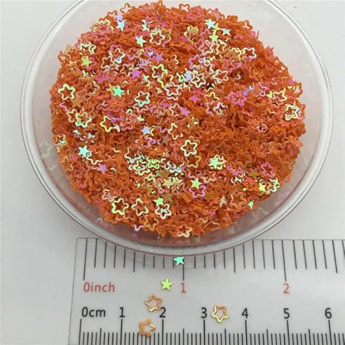 3 mm hohle, lose Pailletten in Sternform, Glitzer-Pailletten für Nagelkunst, Maniküre, Konfetti-AB Orange-150 g von BGPFJK