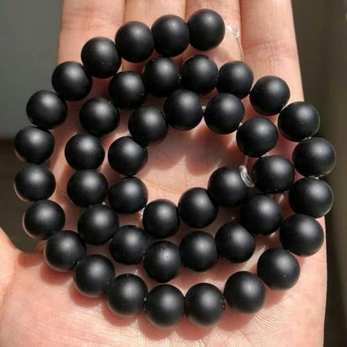 4–14 mm schwarze runde Perlen aus vulkanischem Lavastein, 15 Zoll große Auswahl zur Schmuckherstellung, DIY-Armband – roter Korallenkristall – 4 mm 95 Stück Perlen – matter Onyx – 14 mm 28 Stück von BGPFJK