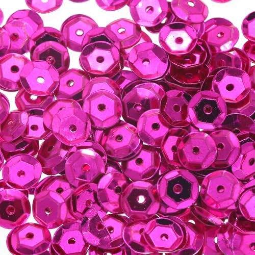 5 g/Los 4 mm 6 mm 7 mm Pailletten lose runde Cup-Pailletten Glitzer zum Nähen Nagelkunst Handwerk-Fuchsia-4 mm 5 g 1100 Stück von BGPFJK