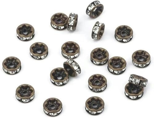 50/100 Stück 6 mm 8 mm AB Silberfarbene quadratische Strass-Rondellen Kristall-Abstandshalterperlen zur Schmuckherstellung DIY-Armband-Halskette-Bronze_A-8 mm 50 Stück von BGPFJK