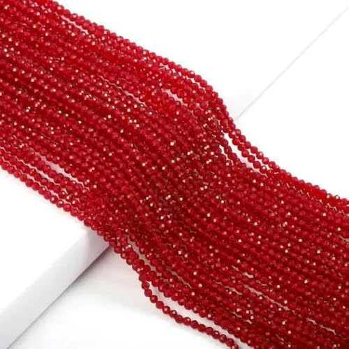 Facettierte Steinperlen, Spinell-Stein, rechteckiger Abschnitt, Perlen in gemischten Farben zur Schmuckherstellung, DIY-Armband, Halskettenzubehör, 2/3 mm, Rot, 2 mm von BGPFJK