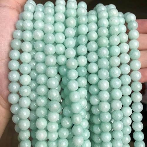 Orange Jade-Chalcedon-Steinperlen, lose, runde Perlen zur Schmuckherstellung, 15 Stränge, 6, 8, 10, 12 mm, DIY-Armband, Halskette – Blau – 8 mm 46 Perlen – Blauer Amazonit – 10 mm 36 Perlen von BGPFJK