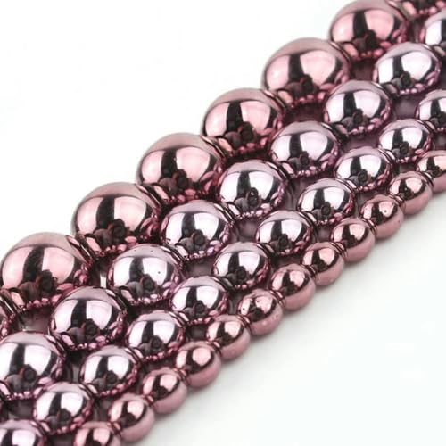 Schwarze Steinperlen, rund, lose Abstandshalter, für DIY-Schmuckherstellung, Armbandzubehör, 2 3 4 6 8 10 12 mm, Pink_a, 12 mm, ca. 28 Stück von BGPFJK