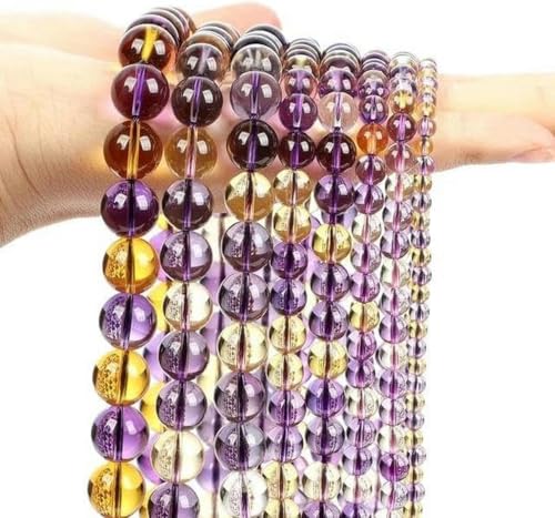 Stein Lila Amethyst Achat Turmalin Jade Lose Abstandsperlen zur Schmuckherstellung DIY Armbänder Bastelzubehör-Ametrine-10mm-ca. 38 Stück von BGPFJK