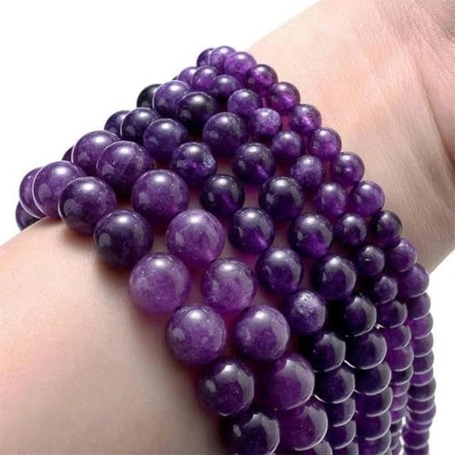 Steinaugenperlen, Lava, Amazonit, indische Achate, Jaspis, Amethyst, Schmuckperlen für selbstgemachte Armbänder, 4–12 mm, Amethyst, 8 mm, 44 bis 46 Stück von BGPFJK