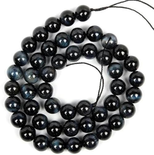 Steinblaue Augenperlen, hellblaue, runde, lose Perlen zur Schmuckherstellung, DIY-Paararmbänder für Männer, 4/6/8/10/12 MM, Marineblauer Tiger, 12 mm, 29–30 Stück von BGPFJK