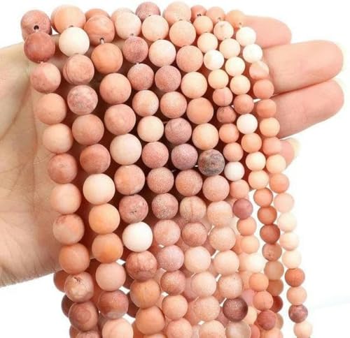 Steinperlen, gelber Achat, matter Jaspis, runde Perlen zur Schmuckherstellung, DIY-Armbandzubehör, 14 Zoll, 4 6 8 10 12 mm, rosa Aventurin, 6 mm, ca. 60 Stück von BGPFJK