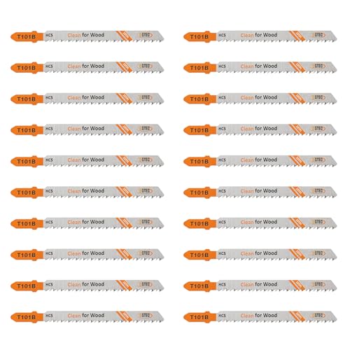 BGTEC 20PCS T-Schaft Stichsägeblätter Set HCS(SK5) Stichsägeblätter für Holz, Kunststoff schneiden(T101B) von BGTEC