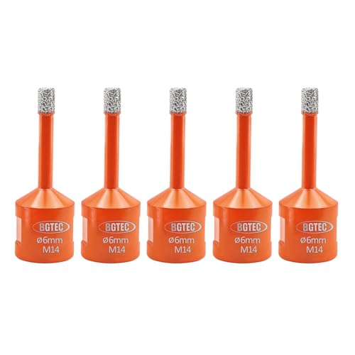 BGTEC Diamant Fliesenbohrer - 5 stücke 6MM Diamantbohrer Lochsäge mit M14 Gewinde für Fliesen Porzellan Keramik Marmor Granit, für Winkelschleifer BGTEC Diamant Fliesenbohrer - 5 stücke 6MM Diamantbohrer Lochsäge mit M14 Gewinde für Fliesen Porzellan Keramik Marmor Granit, für Winkelschleifer von BGTEC