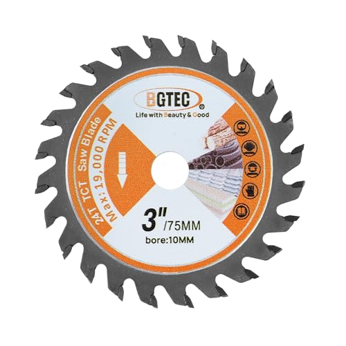 BGTEC Kreissägeblatt - 75 x 10 mm, schneller Schnitt, Sägeblatt geeignet für Weich- und Hartholz, Tischlerplatten und Spanplatten(24T) von BGTEC