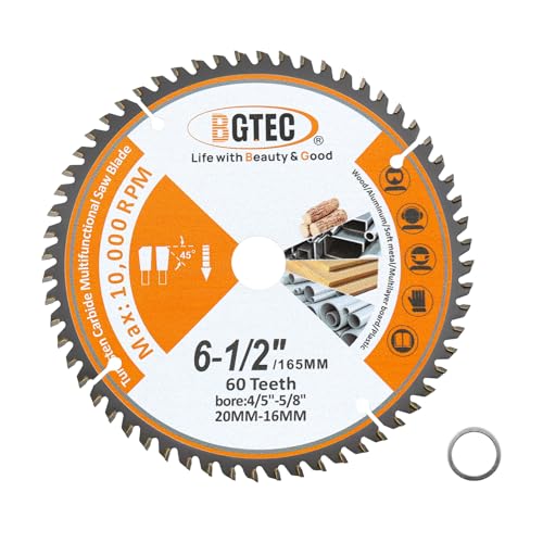 BGTEC Profi TCT Sägeblatt Trennscheibe ⌀165x20mm Multifunktional Kreissägeblatt Schneiden Dics 60 Zähne für Holz Kunststoff Aluminium passend von BGTEC