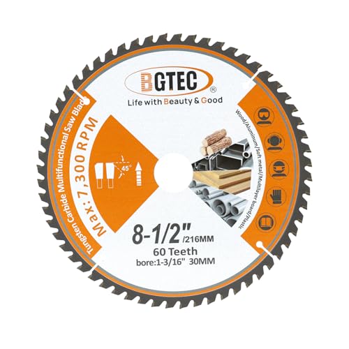 BGTEC Profi TCT Sägeblatt Trennscheibe ⌀216x30mm Multifunktional Kreissägeblatt Schneiden Dics 60 Zähne für Holz Kunststoff Aluminium passend von BGTEC