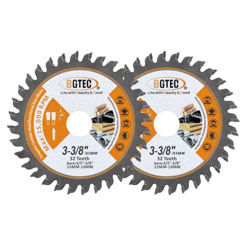 BGTEC Profi TCT Sägeblatt Trennscheibe ⌀85x15mm Multifunktional Kreissägeblatt Schneiden Dics 32 Zähne für Holz Kunststoff Aluminium passend, 2 STÜCK von BGTEC