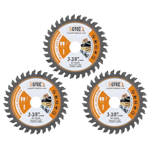 BGTEC Profi TCT Sägeblatt Trennscheibe ⌀85x15mm Multifunktional Kreissägeblatt Schneiden Dics 32 Zähne für Holz Kunststoff Aluminium passend, 3 STÜCK von BGTEC