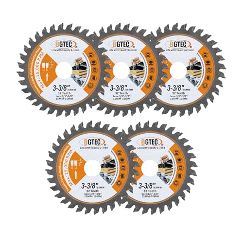 BGTEC Profi TCT Sägeblatt Trennscheibe ⌀85x15mm Multifunktional Kreissägeblatt Schneiden Dics 32 Zähne für Holz Kunststoff Aluminium passend, 5 STÜCK von BGTEC