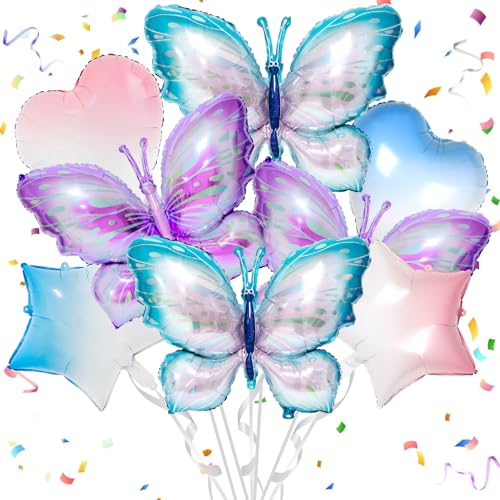 8 Stück Schmetterling luftballon, Blau Lila Schmetterling Folienballon Bunt Schmetterlinge Geburtstagsdeko Geburtstag Deko Schmetterling, Für Schmetterling Party,Geburtstag Deko von BGTLJKD