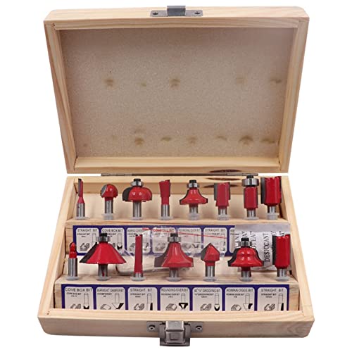 Router-Tool, 15-teiliges Fräser-Bit-Set for Trimmen von geraden 1/4-Schaft-Holzarbeiter-Fräsern for Trimmen von Maschinen-Holzlager-Bucht-Box-Bits , Holzbearbeitungswerkzeuge(WIth Box) von BGTSF