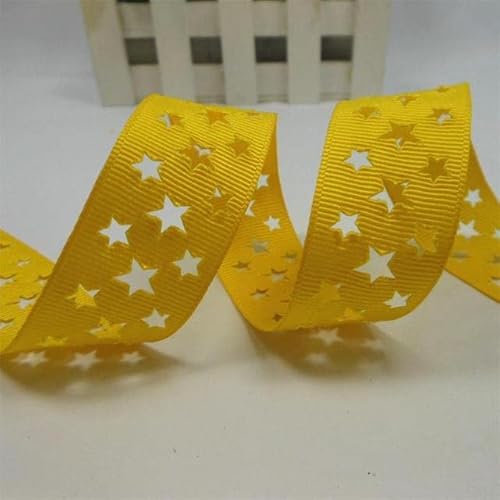 10 Yards 1'' 25 mm beliebte Sterne graviert Ripsband Kleidung Haarschleife Bäckerei Verpackungszubehör – 645 gelb von BHADANI