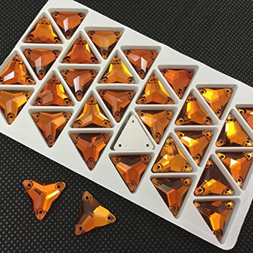 3270 Dreieck DIY Nähen Kristall Strass 12 mm, 16 mm, 22 mm Steine zum Aufnähen Glasperlen Flache Rückseite Strass genäht für Kleidung-roter Kaffee, 16 mm, 30 Stk von BHADANI