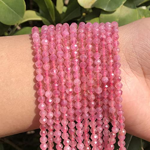 A+ Natürliche Rubine Steinperlen Kleiner Roter Kristall Runde Lose Perlen für DIY-Schmuckherstellung Armbandperlenzubehör-Rosa Turmalin, 2 mm, 170 Stk von BHADANI