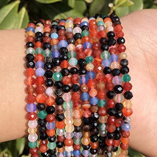 A+ Natürliche Rubine Steinperlen kleine rote Kristalle runde lose Perlen für die DIY-Schmuckherstellung Armbandperlenzubehör-Bunter Achat, 3 mm, 110 Stück von BHADANI