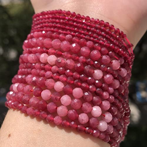 A+ Natürliche Rubine Steinperlen kleine rote Kristalle runde lose Perlen für die DIY-Schmuckherstellung Armbandperlenzubehör-Rubine, 2 mm, 170 Stück von BHADANI