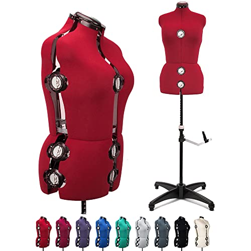 BHD BEAUTY Red 13 Dials Female Fabric Adjustable Mannequin Dress Form for Sewing, Mannequin Body Torso with Tri-Pod Stand, Up to 177.8 cm Shoulder Height, Large von BHD BEAUTY