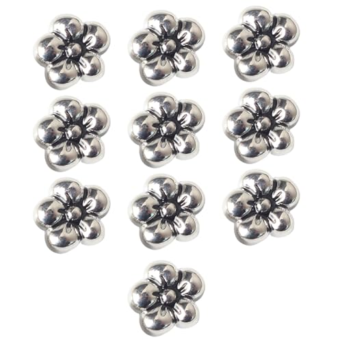 BHFYOB 10 Stück Perlen in Blumenform, Zubehör, Loch, Blume, Perlen, Handwerk, unverzichtbare schicke Perlen für Ohrringe, Armbänder, Halsketten von BHFYOB