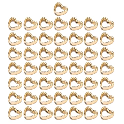 BHFYOB 50 Stück Herz-Rahmenperlen, Doppelloch-Perlen, Abstandshalter, Herz-Anhänger, CCB-Material, geeignet für Schmuckherstellung von BHFYOB