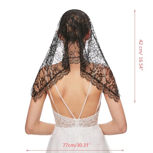 BHFYOB Mantilla-Schleier aus Spitze, weich und bequem, exquisites Blumenmuster, für Damen und Mädchen, für Kapellen von BHFYOB