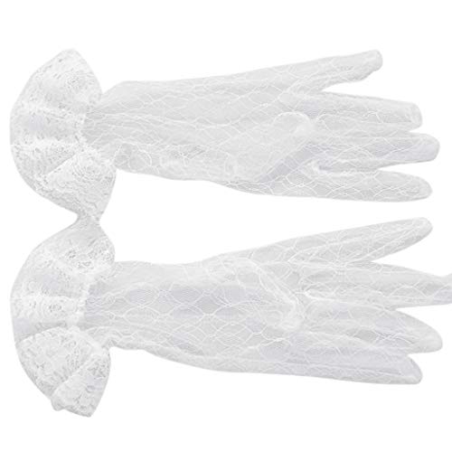 BHFYOB Snow Braut-Handschuhe, kurz, transparent, Gaze, Rüschen, Spitzenbesatz, Handgelenklänge, Party-Fäustlinge von BHFYOB