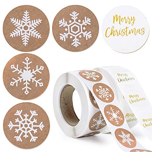 1000 pcs (2.5cm/Pcs) Weihnachten Aufkleber Schneeflocken Aufkleber Weihnachten Geschenkaufkleber Weihnachtsaufkleber Geschenkaufkleber Selbstklebend Merry Christmas Sticker Merry Christmas Aufkleber von BHGT