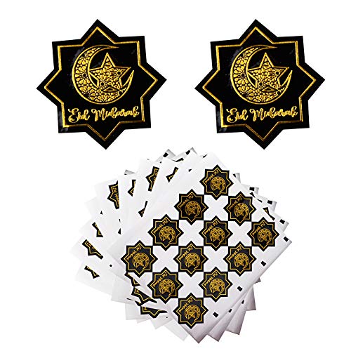 120 Stück 4cm Eid Mubarak Aufkleber Sticker Party Ramadan Dekoration Bayram Letters Aufkleber Party Supplies Deko(Schwarz) von BHGT